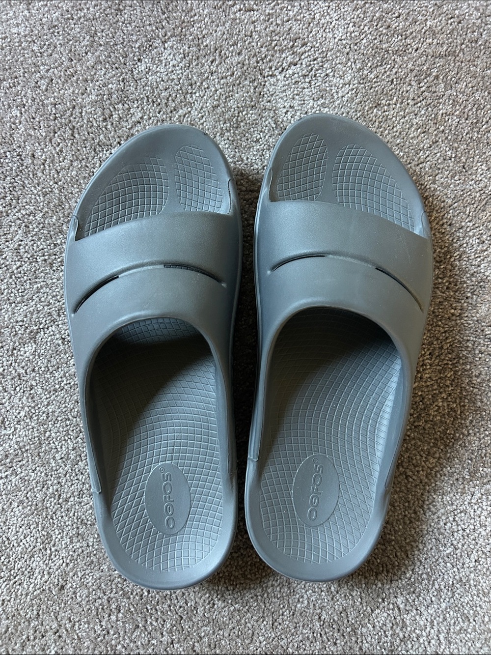 OOFOS Men's Slide Sandals in Gray - Cushioned Recovery Slides